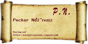 Pecker Nónusz névjegykártya